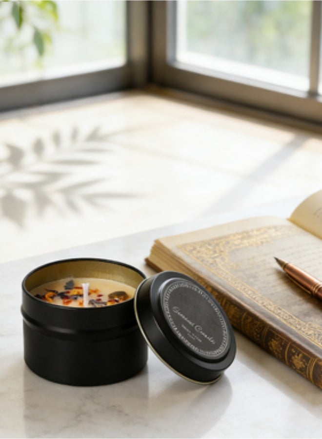 Scented Candle عبوة من شمعتين معطرتين برائحة الزهور المجففة الكريستالية - شموع معطرة برائحة الورد والإيلنغ، شموع معطرة بالزيوت العطرية الطبيعية، شموع صويا طبيعية، شمعة في علبة سوداء، مناسبة للمنزل، والمنتجعات الصحية، والحمام، واليوغا، أو السفر، هدية أنيقة ومريحة، عطر يدوم طويلاً - Image 4